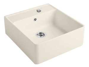 Villeroy & Boch 632062FU Spülstein Einzelbecken Ivory C+ Excenter Keramik-Spüle Einb. ab 60cm Unterschrank
