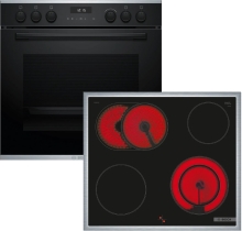 Bosch HND671FH61, Einbau-Herd-Set HET278BB0,NKN64RGA2E - Versenkknebel, Pyrolyse, LCD-Display