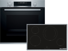 Bosch HBD674CS81, Einbau-Backofen-Set HBA578BS0,PIE845BB5E mit Pyrolysereinigung, Induktionskochfeld