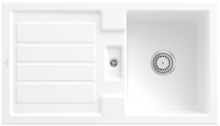 Villeroy & Boch 330501RWHL2 Flavia 50 Stone White Keramikspüle Handbetätigung Einbauspüle 50 cm Unterschrank