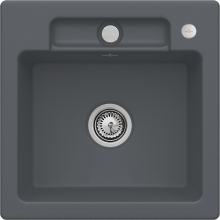 Villeroy & Boch 33452Fi4 Siluet 50 S flat Graphite Keramikspüle Excenterbetätigung flächenbündig 50 cm Unterschrank