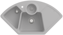 Villeroy & Boch 670801SMHL1 Solo Eck Steam Keramikspüle Handbetätigung Eckspüle 90 cm Unterschrank