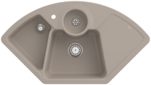 Villeroy & Boch 670802AMHL12 Solo Eck Almond Keramikspüle Excenterbetätigung Eckspüle 90 cm Unterschrank