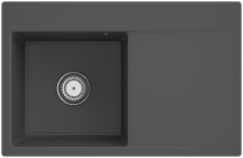 33482Fi4 Subway Style 45 Flat Graphite Keramik Excenter Spüle Aufliegend 50 cm Unterschrank