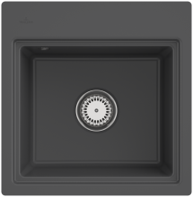 33551FI4HL12 Subway Style 50 S Flat Graphite Keramik Handbetät. flächenbündig Spüle 50 cm Schrank