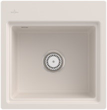 Villeroy & Boch 33551FKRHL12 Subway Style 50 S Flat Crema Keramik Handbetätigung flächenbündig Spüle 50 cm Schrank