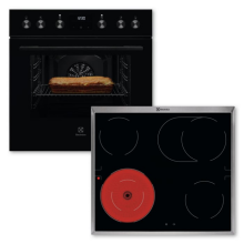 Electrolux ELXH3K (KEFGH40BK + LRD6406XK) Herdset schwarz 8Heizarten Elektrokochfeld Edelstahlrahmen 60cm