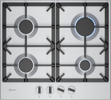T26CIP8N0 Gaskochfeld 60cm Edelstahl FlameSelect abnehmbare Schwertknebel