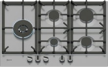 T27CIS8N0 Gaskochfeld 75cm Edelstahl FlameSelect abnehmbare Schwertknebel