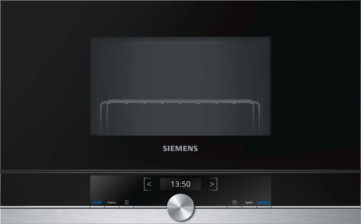 Siemens BE634LGS1 Einbau-Mikrowelle edelstahl f.60cm breite u.38cm hohe Hänge-und Hochschränke Linksanschlag