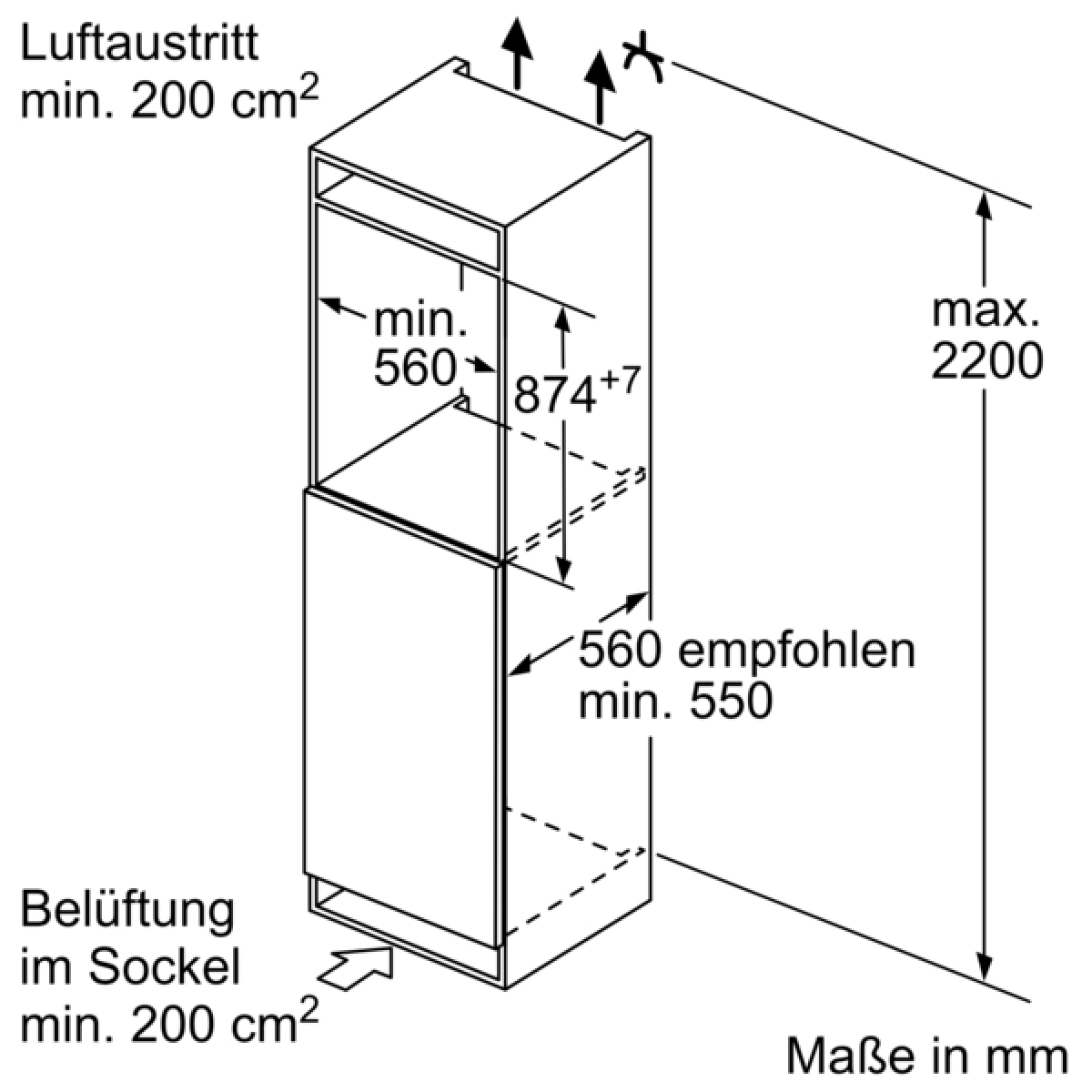 Bosch KIL22NSE0 Einbau-Kühlschrank mit Gefrierfach, 88 x 56 cm Multi Box  XXL Schlepptürtechnik EEK:E günstig kaufen