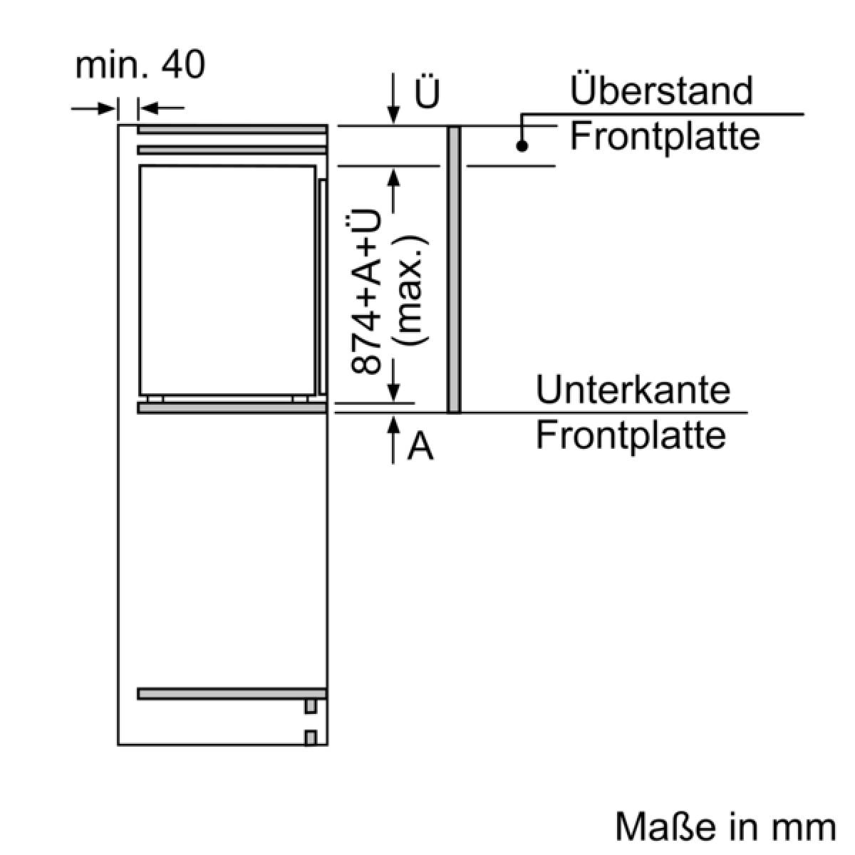 Siemens KI22LVFE0 Einbau-Kühlschrank mit Gefrierfach 88 x 56 cm