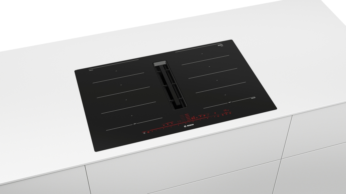 Bosch PXX801D57E Serie 8 Induktions Kochfeld mit integriertem Dunstabzug 80 cm flächenbündig
