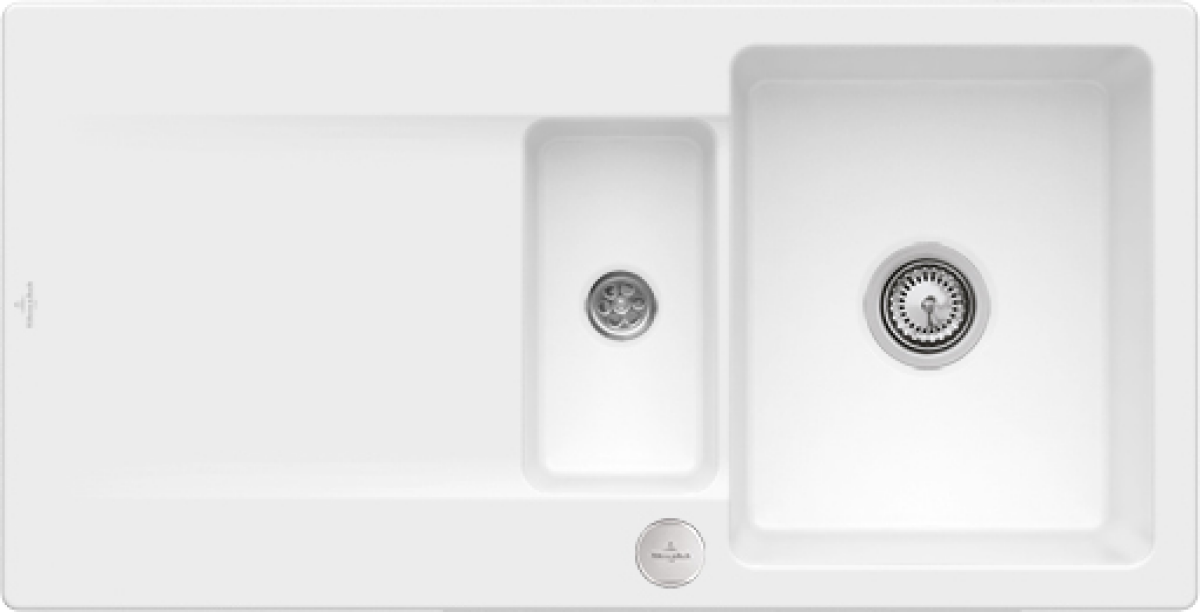 Villeroy & Boch 333702RW Siluet 60 R Stone White Keramikspüle Excenterbetätigung Einbauspüle 60 cm Unterschrank