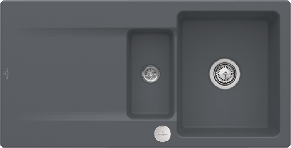 Villeroy & Boch 333702i4HL1 Siluet 60 R Graphite Keramikspüle Excenterbetätigung Einbauspüle 60 cm Unterschrank