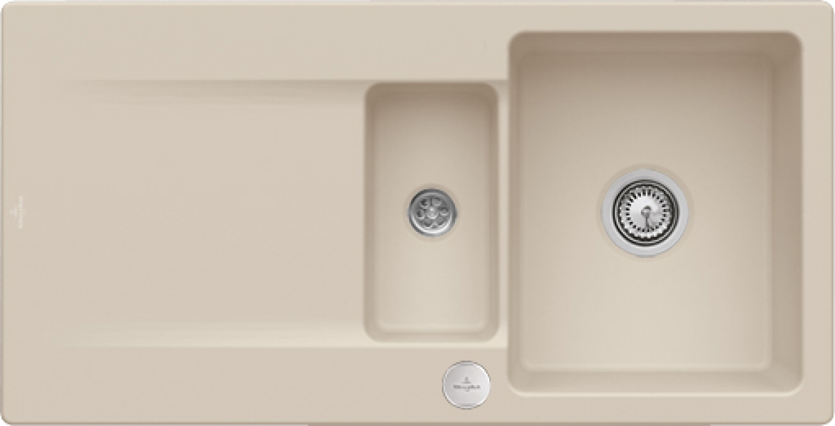 Villeroy & Boch 333702AM Siluet 60 R Almond Keramikspüle Excenterbetätigung Einbauspüle 60 cm Unterschrank