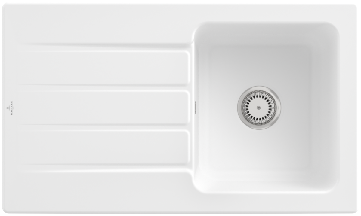 Villeroy & Boch 335001RWHL12 Architectura 50 Stone White Keramikspüle Handbetätigung Einbauspüle 50 cm Unterschrank