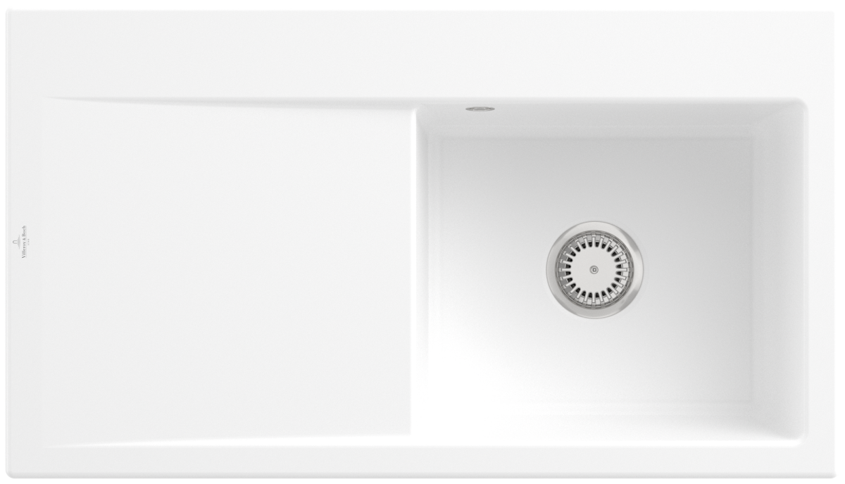 Villeroy & Boch 335101RWHL4 Subway Style 50 Stone White Keramikspüle Handbetätigung Einbauspüle 50 cm Unterschrank