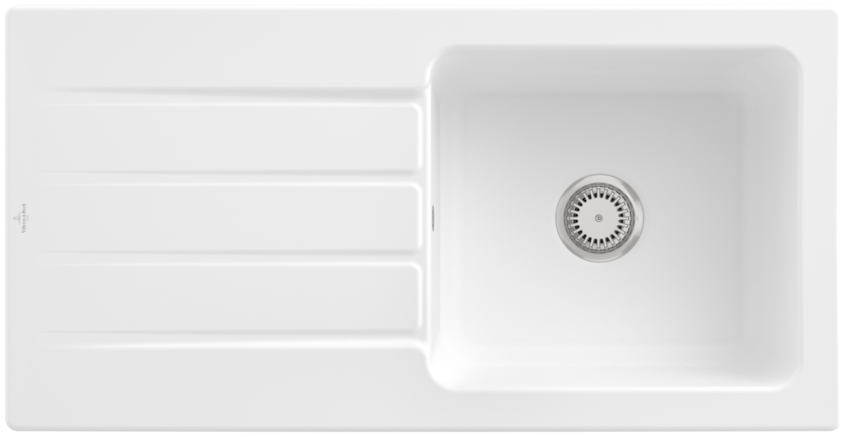 Villeroy & Boch 336001RWHL2 Architectura 60 Stone White Keramikspüle Handbetätigung Einbauspüle 60 cm Unterschrank