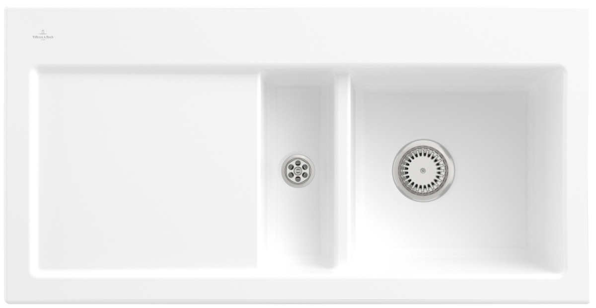 Villeroy & Boch 671202RWHL12 Subway 60 Stone White Keramikspüle Excenterbetätigung Einbauspüle 60 cm Unterschrank