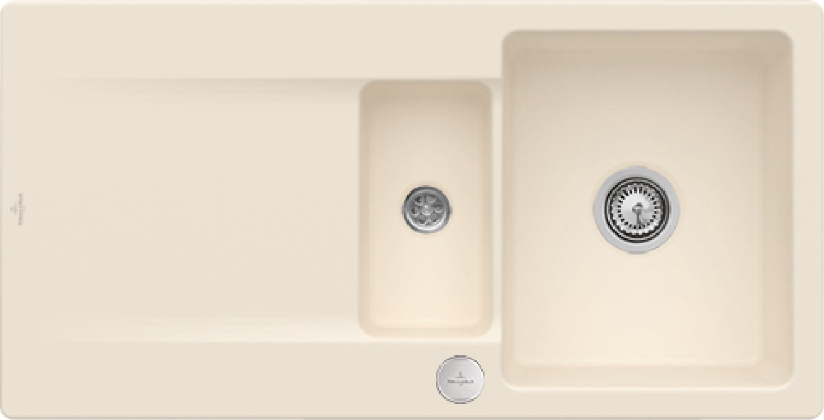 Villeroy & Boch 33372FFUHL1 Siluet 60 R flat Ivory Keramikspüle Excenterbetätigung flächenbündig 60 cm Unterschrank