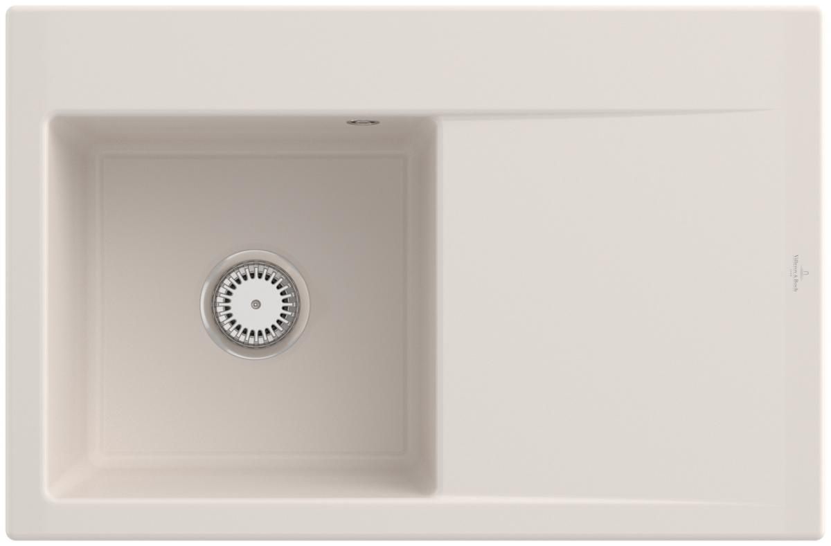 Villeroy & Boch 334802KR Subway Style 45 Crema Keramik Excenterbetätigung Spüle Aufliegend 50 cm Unterschrank