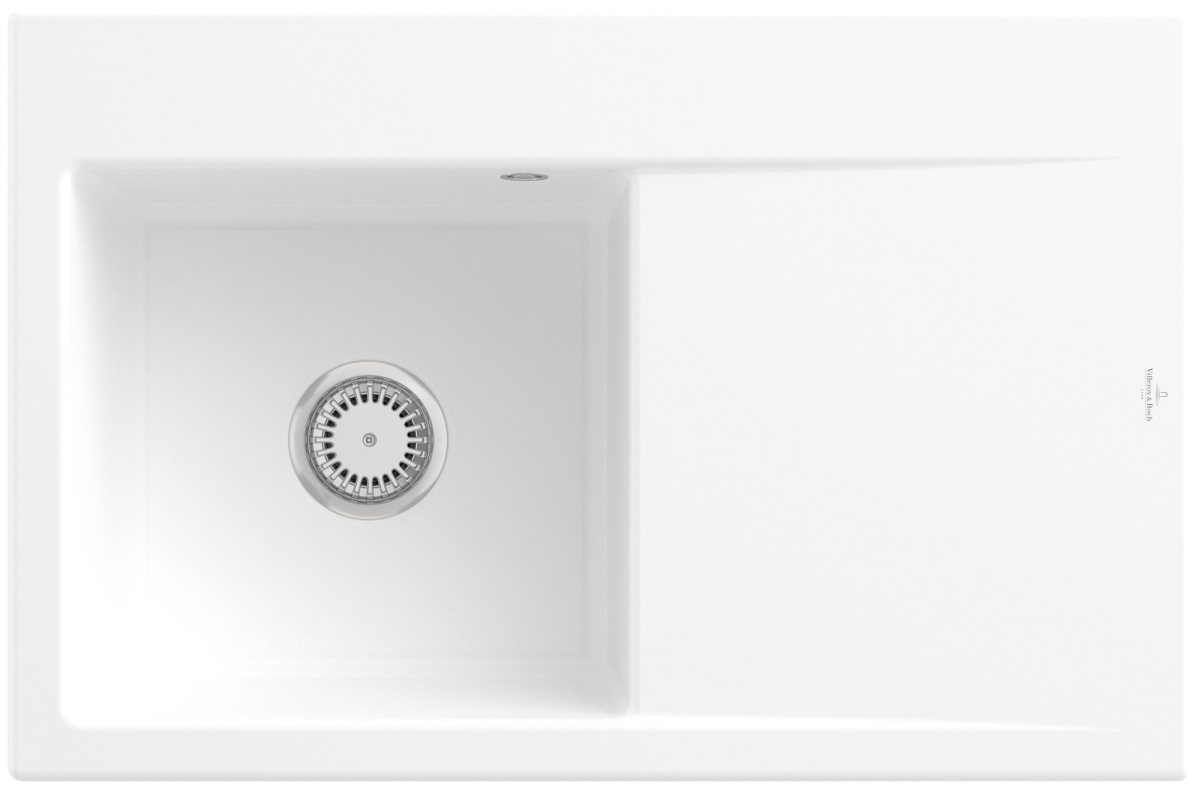 Villeroy & Boch 334802RWHL1 Subway Style 45 Stone White Keramik Excenter Spüle Aufliegend 50 cm Unterschrank