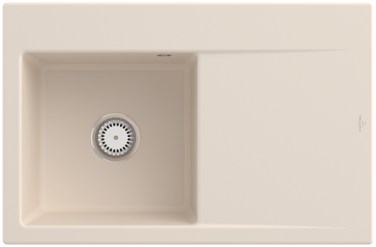 Villeroy & Boch 334802FUHL2 Subway Style 45 Ivory Keramik Excenterbetätigung Spüle Aufliegend 50 cm Unterschrank