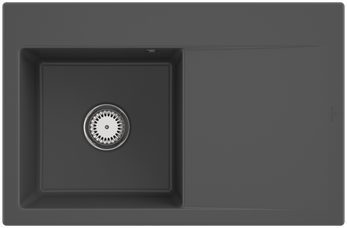 Villeroy & Boch 334802I4HL3 Subway Style 45 Graphite Keramik Excenterbetätigung Spüle Aufliegend 50 cm Unterschrank