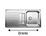 Spüle nach Breite